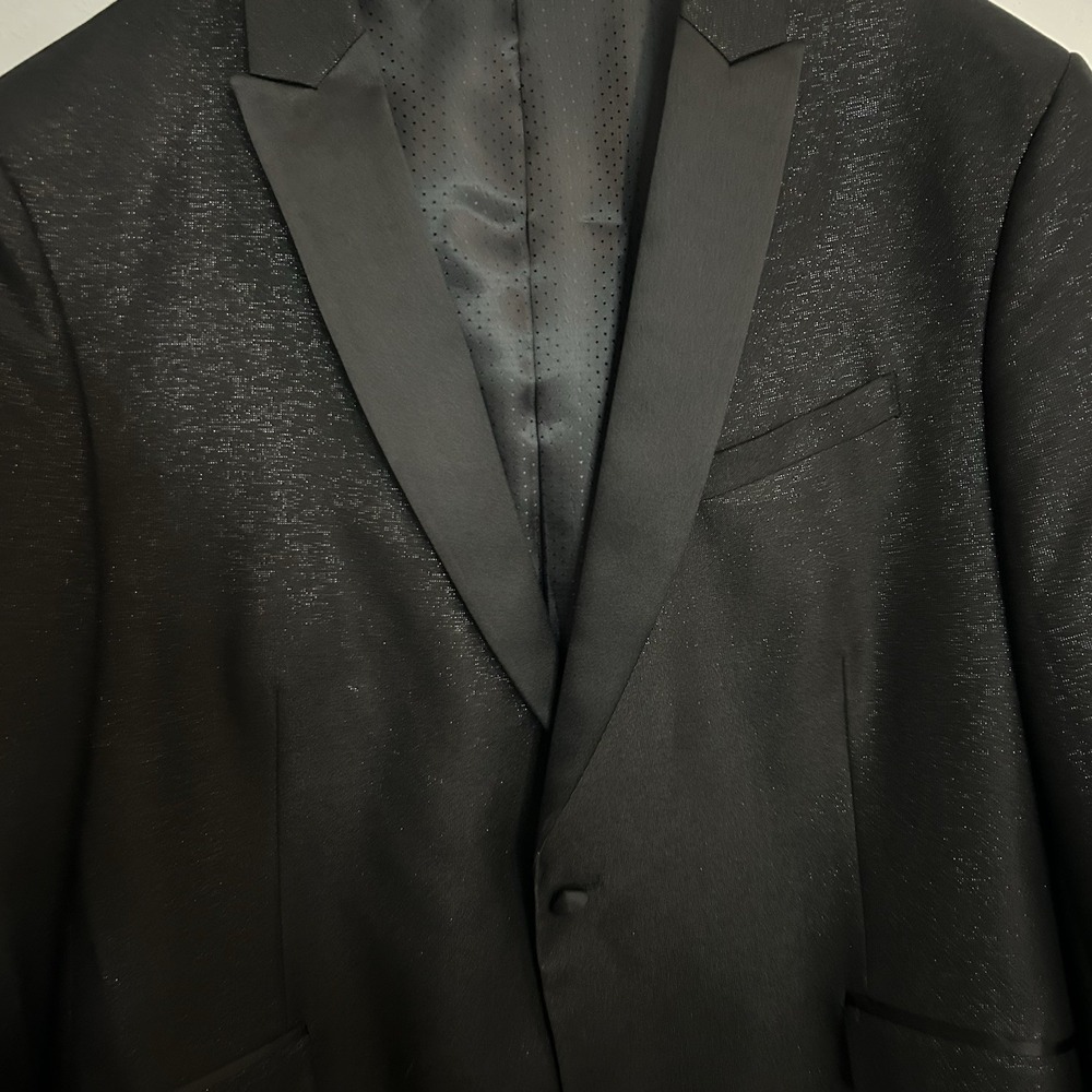 J Ferrar Slim Fit Evening Blazer – Size 46R – Black Metallic Shine Tuxedo Jacket - Picture 3 of 6